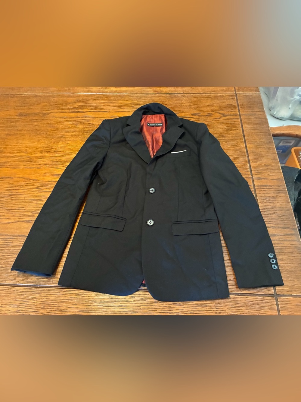 Kids Black Blazer with Red Contrast Lining